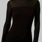 INC International Concepts Women's Mock Turtleneck Mesh Inset Fitted Top Black Size Large