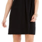 Style & Co Women's Color Block Long Sleeve Jewel Neck Above the Knee Sheath Dress Black Size Large