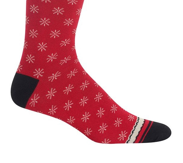 HOTSOX Women's Printed Dress Crew Socks Red Size 10-13