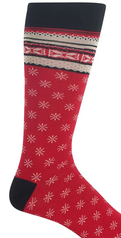 HOTSOX Women's Printed Dress Crew Socks Red Size 10-13