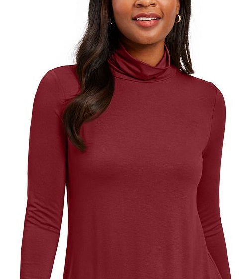 JM Collection Women's Solid Turtleneck Red Size Medium