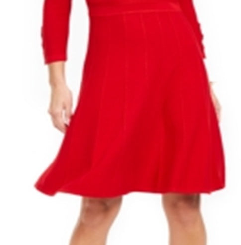 Jessica Howard Women's Ribbed Button Cuff Sweater Dress Red Size -XL