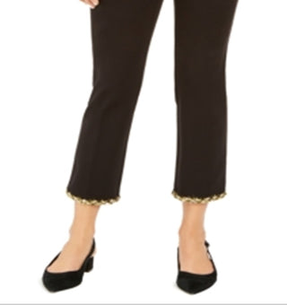 Alfani Women's Metallic Hem Ankle Pants Black Size 4 Petite