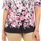 Karen Scott Women's Floral Print Boat Neck Top Black Size Petite