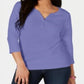 Karen Scott Women's Cotton Henley Top Purple Size X-Small