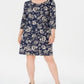 Karen Scott Women's Sport Printed 3/4 Sleeve Shift Dress Blue Size Small