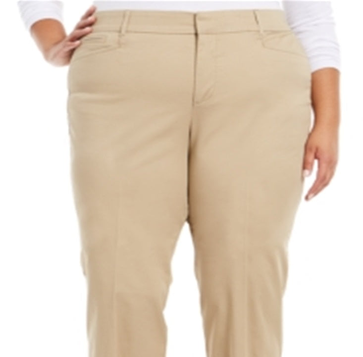 Charter Club Women's Plus Denim Mid Rise Trouser Pants Brown Size 18W