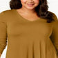 JM Collection Women's Plus Size Handkerchief-Hem Top Yellow Size 1X