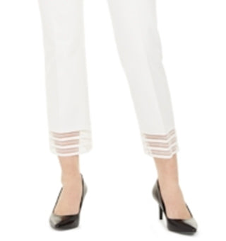 Alfani Women's Lace Hem Ankle Pants White Size 4 Petite
