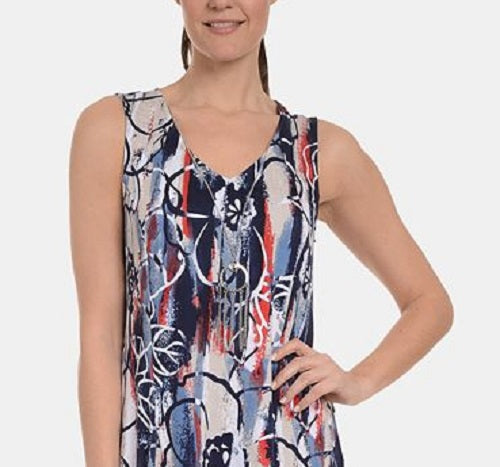 New York Collective Women's Sleeveless V Neck Godet Dress Blue Size Large
