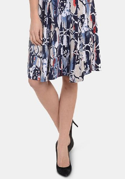 New York Collective Women's Sleeveless V Neck Godet Dress Blue Size Large