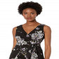 Ralph Lauren Women's Floral Sleeveless V Neck MIDI Sheath Evening Dress Black Size 14 Petite