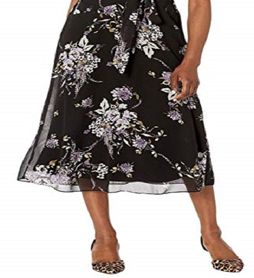 Ralph Lauren Women's Floral Sleeveless V Neck MIDI Sheath Evening Dress Black Size 14 Petite