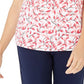Karen Scott Women's  Printed Henley Top Orange Size XS