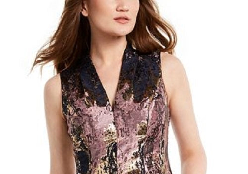 Vince Camuto Women's Metallic Fit & Flare Dress Pink Size 8