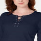 Karen Scott Women's Sport Lace-up Sweatshirt Blue Size X-Large