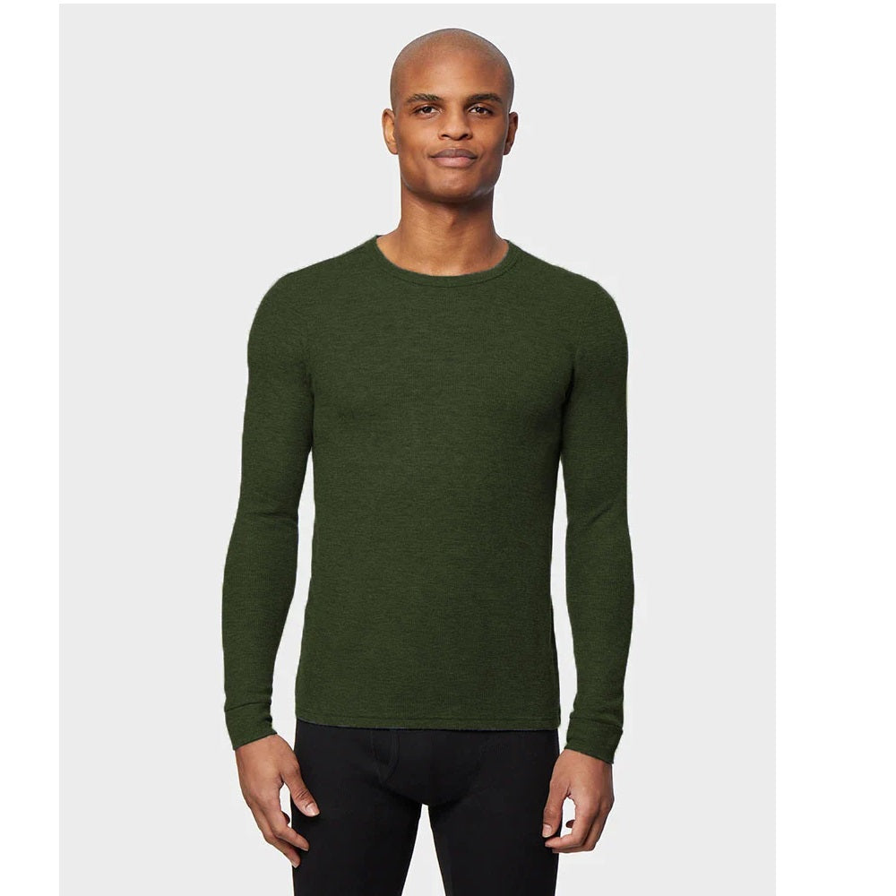 32 Degrees Men's Base Layer Crew Neck Shirt Green Size XL