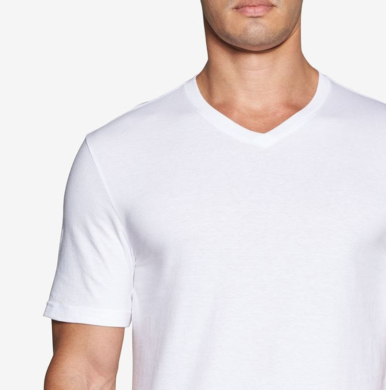 Tommy Hilfiger Men's 4 Pack Value Pack V Neck T Shirt White Size Large