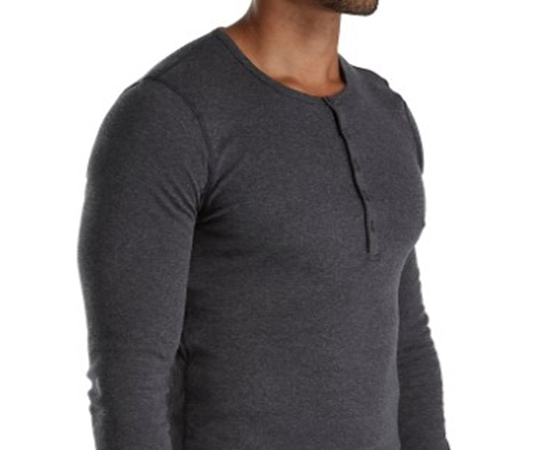 2(x)ist Men's Essential Long Sleeve Henley Shirt Gray Size Medium