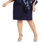 R & M Richards Women's Floral Sleeveless Jewel Neck Knee Length Sheath Cocktail Dress Blue Size 14W