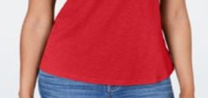 Charter Club Women's Cotton Embroidered T-Shirt Red Size Petite XL