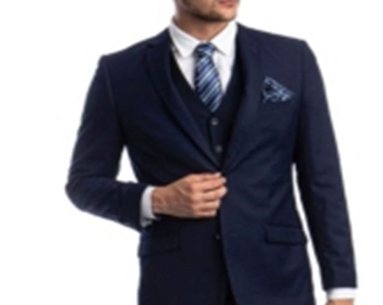 Azzuro Men's Slim Fit Notch Lapel Suit Blue Size 52R/46