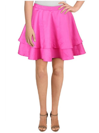 City Studios Women's Zippered Mini Ruffled Skirt Pink Size Regular