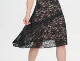 DKNY Women's Asymmetric Hem Lace Dress Black Size 14
