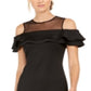 Calvin Klein Women's Zippered Short Sleeve Illusion Neckline Above the Knee Body Con Evening Dress Black Size 6