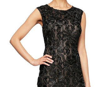 Alex Evenings Women's Sleeveless Full Length Fit Flare Formal Dress Black Size 8