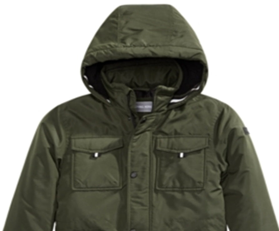 Michael Kors Big Boy's Faux Fur Trim Hooded Snorkel Jacket Green Size 18/20