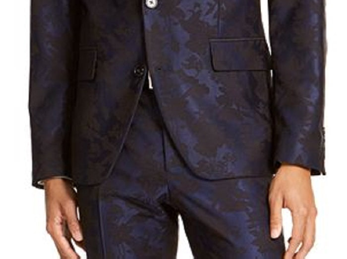 INC International Concepts Men's Big & Tall Stretch Jacquard Floral Blazer Blue Size 4XLT