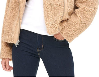 Levi's Women's Pocketed Zippered Sherpa Motorcycle Jacket Brown Size X-Large