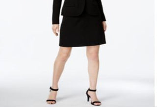 Anne Klein Women's Executive Collection Single Button a Line Skirt Suit Black Size 14