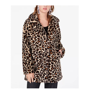 CoffeeShop Juniors' Leopard-Print Faux-Fur Coat Brown Size 2XL