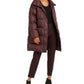 Eileen Fisher Women's Funnel Neck Down Coat Brown Size Petite Large