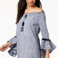 Style & Co Women's Cotton Off the Shoulder Dress Blue Size X-Large