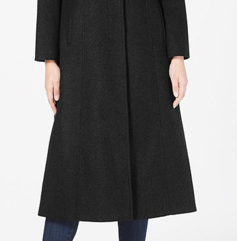 Forecaster Women's Fox Fur Trim Hooded Maxi Coat Black Size 16