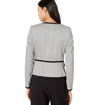 Calvin Klein Women's Piped Zip-Front Jacket - Black Multi Gray Size 0