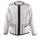 Calvin Klein Women's Piped Zip-Front Jacket - Black Multi Gray Size 0