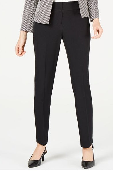 Le Suit Petite Birdseye One-Button Pant Suit Black Size 10 P