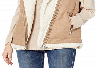 Ralph Lauren Women's Faux Shearling Trim Vest Brown Size Small