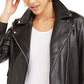 Bar III Women's Faux Leather Moto Jacket Black Size XXS