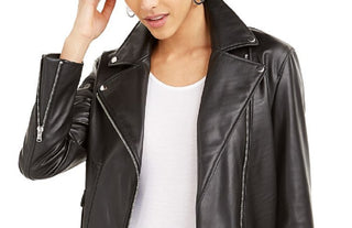 Bar III Women's Faux Leather Moto Jacket Black Size XXS