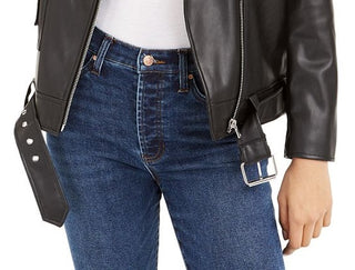 Bar III Women's Faux Leather Moto Jacket Black Size XXS