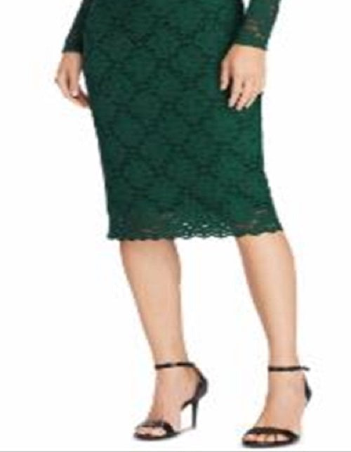Ralph Lauren Women's Embroidered Lace Long Sleeve Jewel Neck Above the Knee Sheath Wear to Work Dress Green Size 18