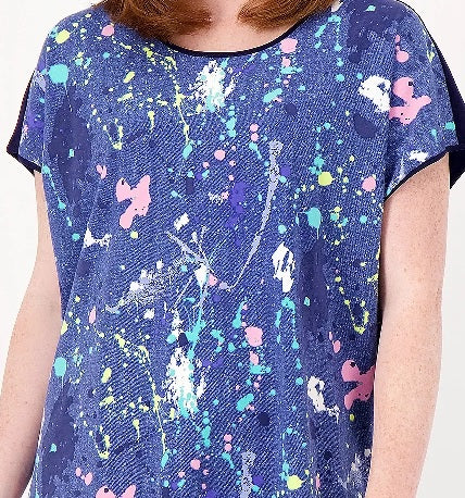 Inc Plus Mixed-Media Dolman-Sleeve Top Navy Size 1X