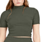 Bar III Women's Knit Ribbed T-Shirt Green Size Small