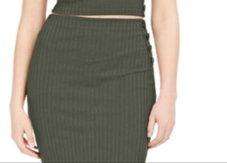 Bar III Women's Knit Ribbed T-Shirt Green Size Small