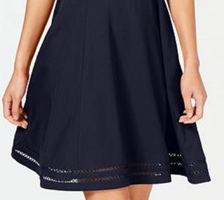 Calvin Klein Women's Sleeveless Jewel Neck Above the Knee Fit Flare Cocktail Dress Blue Size 8 Petite
